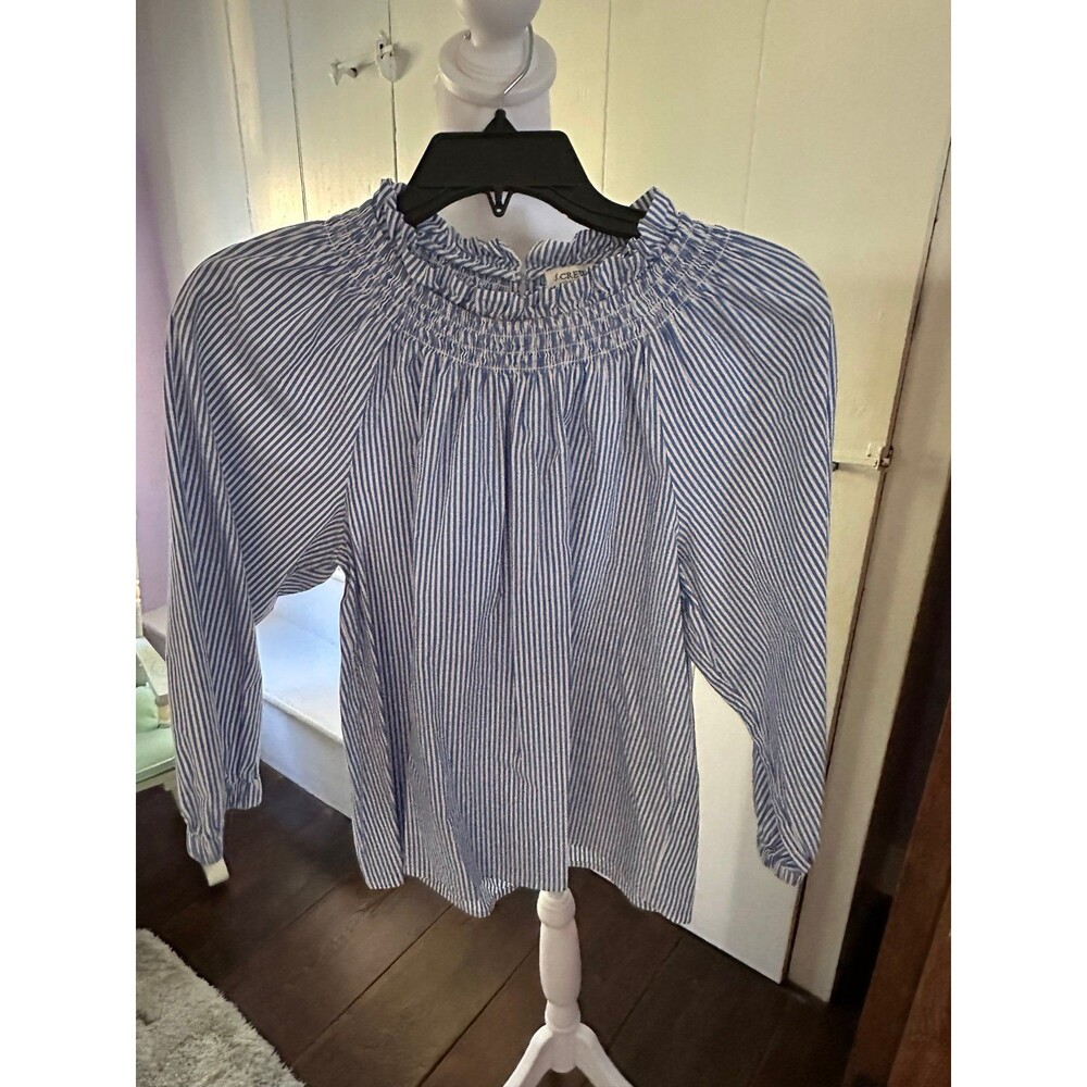 J.Crew blue and white striped blouse